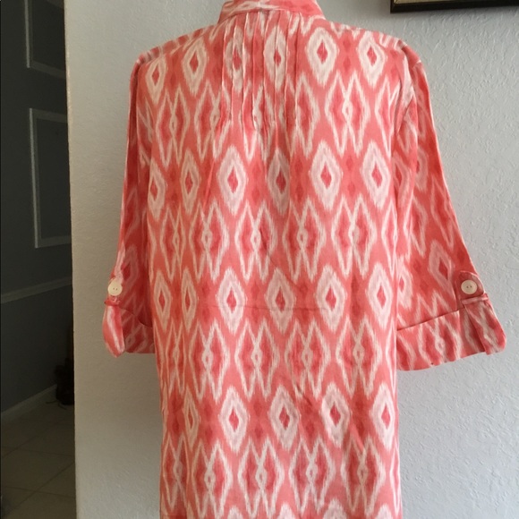 JM collection size 16 Peach & white linen blouse - Picture 7 of 8